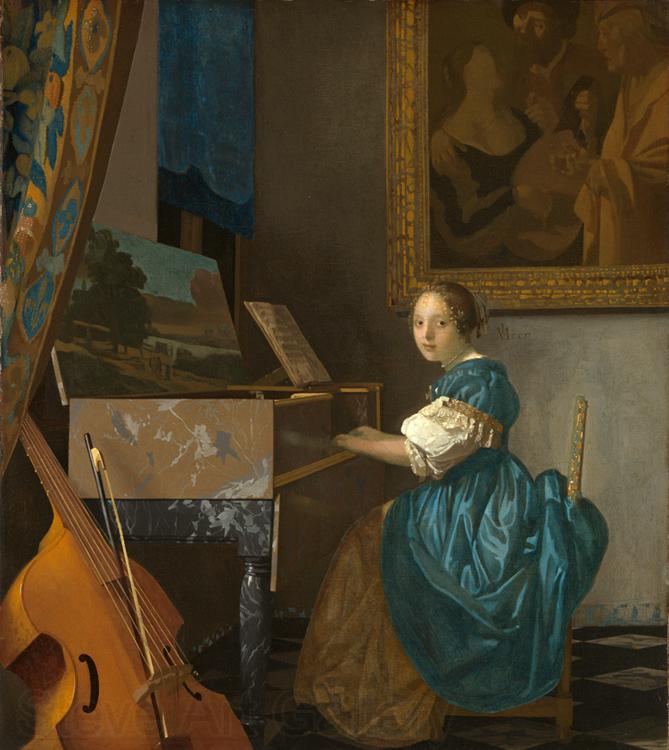 Jan Vermeer Young Woman Seated at a Virginal (mk08) Norge oil painting art
